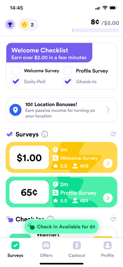 screenshot of Eureka cash app